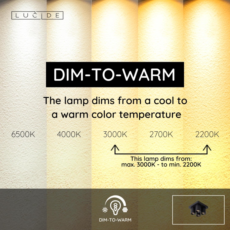 Lucide NIGEL - Stropné bodové svietidlo - LED tlmené až teplé - GU10 - 4x5W 2200K/3000K - čierne